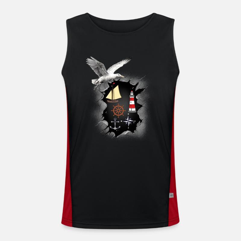 Möwe maritim Möwen Seevögel Leuchtturm Funktionelles Kontrast-Tank Top für Männer 