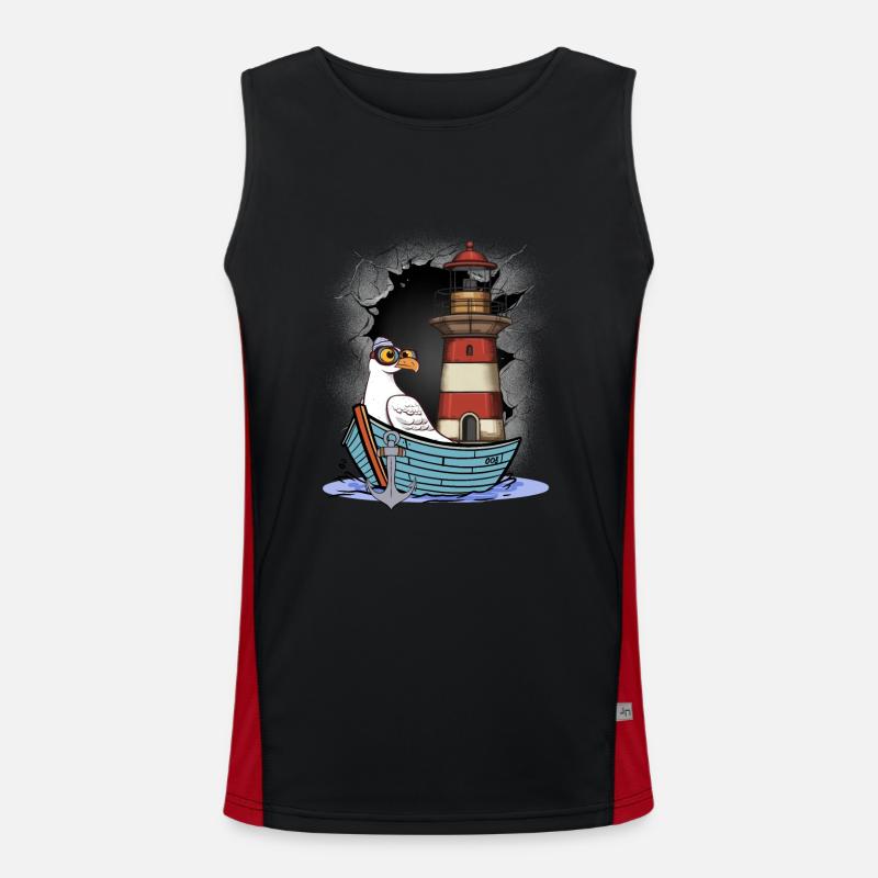 Möwe maritim Möwen Seevögel Leuchtturm Funktionelles Kontrast-Tank Top für Männer 
