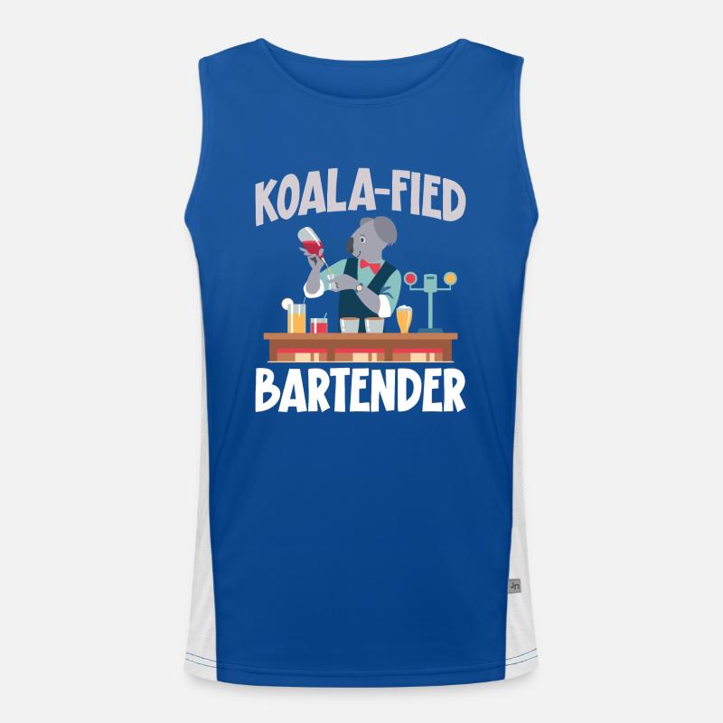 Bartender Mixologist Koala Funktionelles Kontrast-Tank Top für Männer 