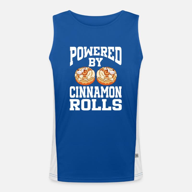 Powered By Cinnamon Rolls Funktionelles Kontrast-Tank Top für Männer 