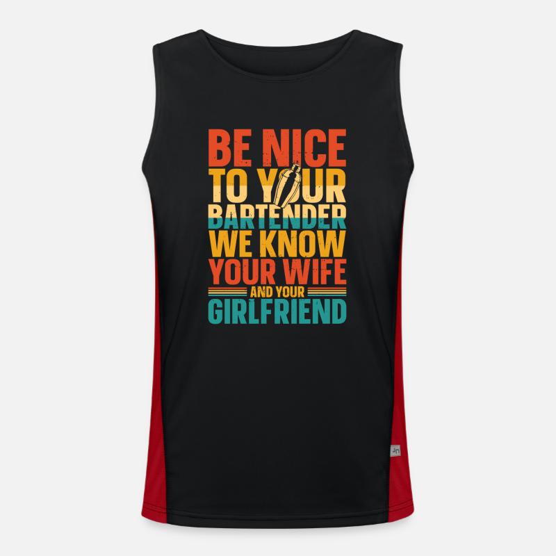 Bartender Mixologist Be Nice To Funktionelles Kontrast-Tank Top für Männer 