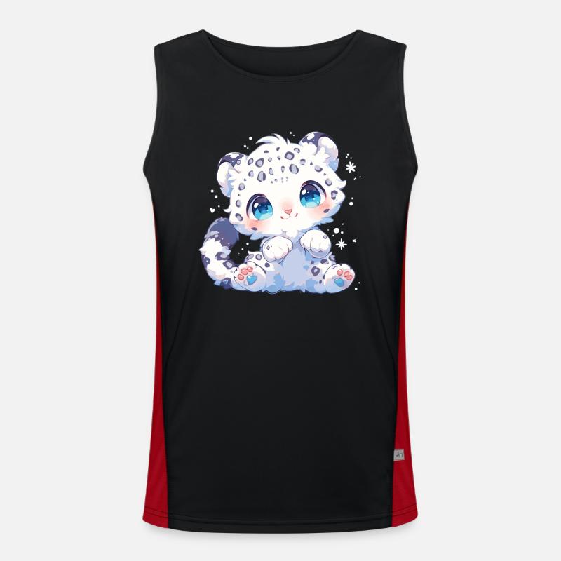 Snow Leopard Schneeleoparden Schneeleopard - Men's Functional Contrast Tank Top  - black/red