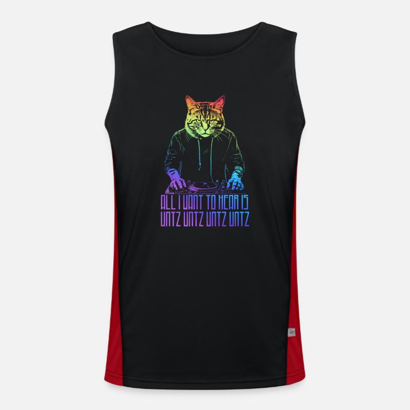 Disco Cat Hardcore Rave Music Raver, EDM DJ Débardeur respirant contrasté Homme 