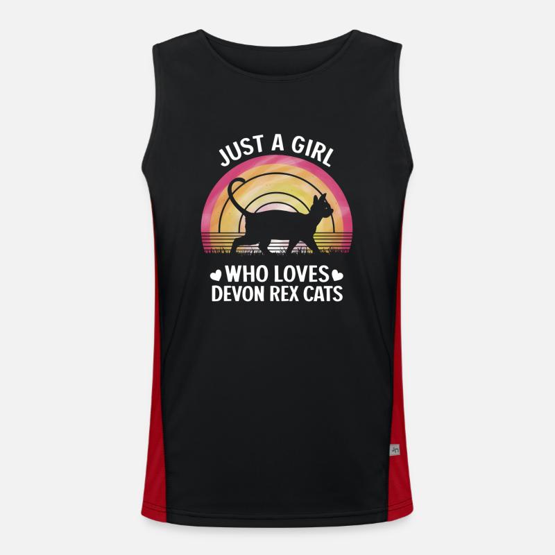 Katze Devon Rex Geschenk Funktionelles Kontrast-Tank Top für Männer 