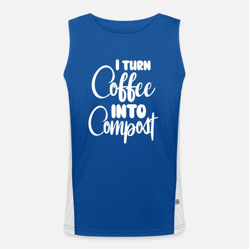 Ich verwandle Kaffee in Kompost Blue Planet Funktionelles Kontrast-Tank Top für Männer 