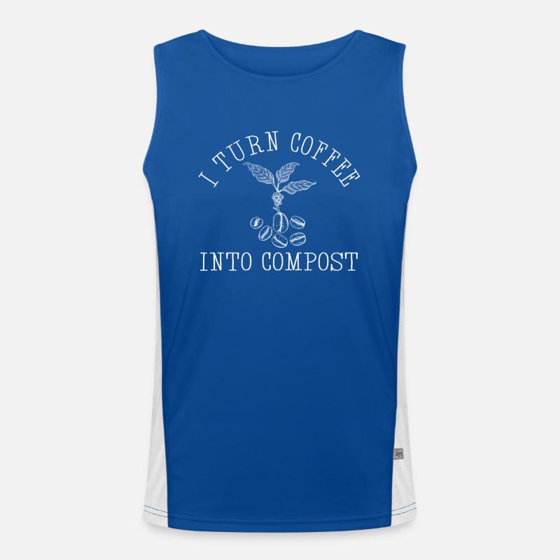 Ich verwandle Kaffee in Kompost Blue Planet Funktionelles Kontrast-Tank Top für Männer 