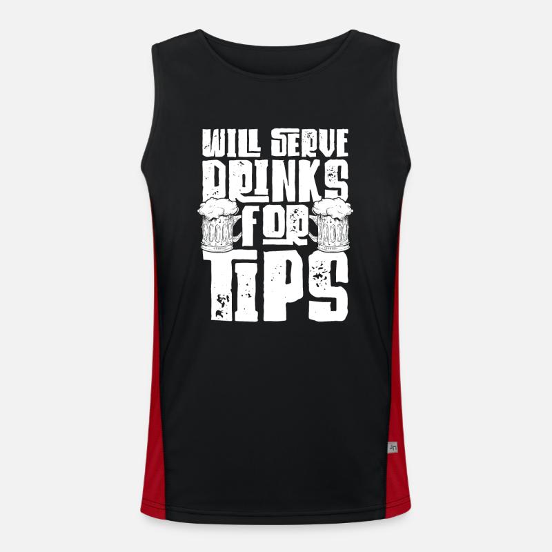 Bartender Mixologist Will Serve - Men's Functional Contrast Tank Top  - black/red
