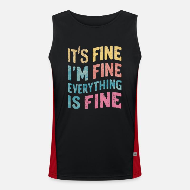 I'm fine - everything is fine - Men's Functional Contrast Tank Top - black/red