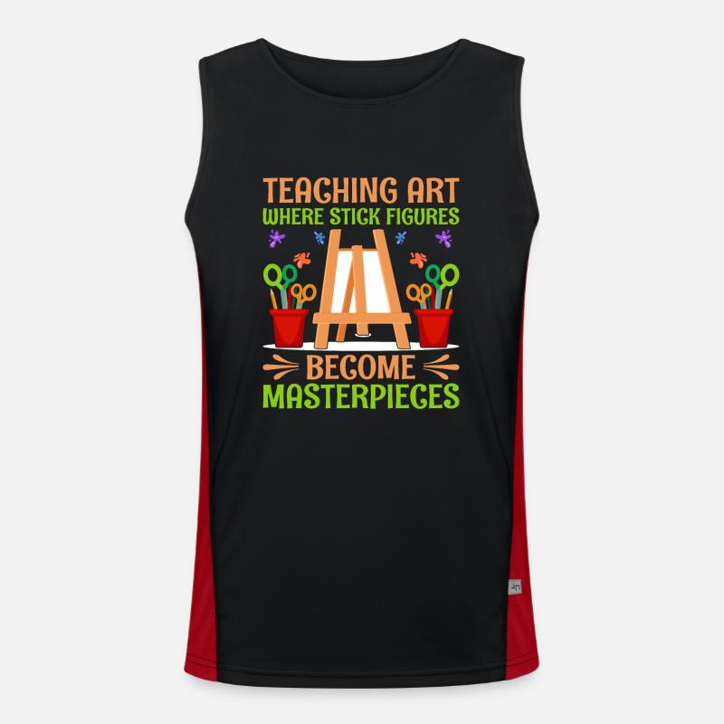 Kunstlehrer Schullehrer Lustige Kunstlehrer Scho Funktionelles Kontrast-Tank Top für Männer 