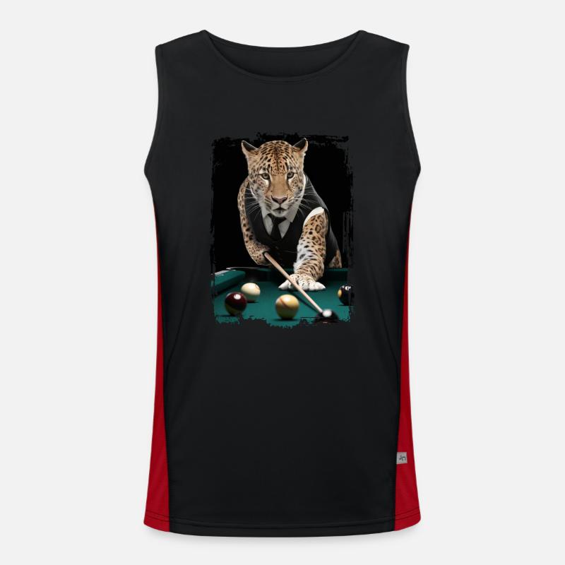Leopard spielt Billard Geschenk Funktionelles Kontrast-Tank Top für Männer 