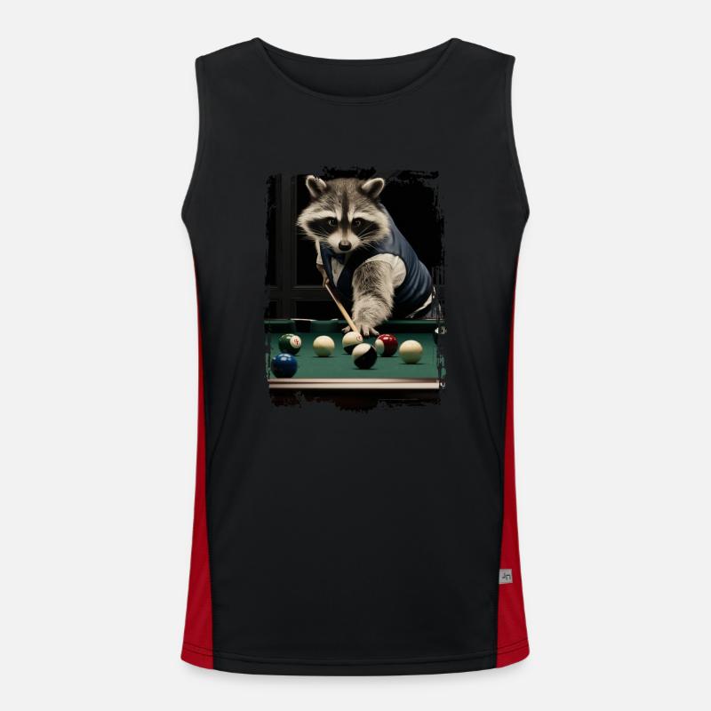 Waschbär spielt Billard Geschenk Funktionelles Kontrast-Tank Top für Männer 