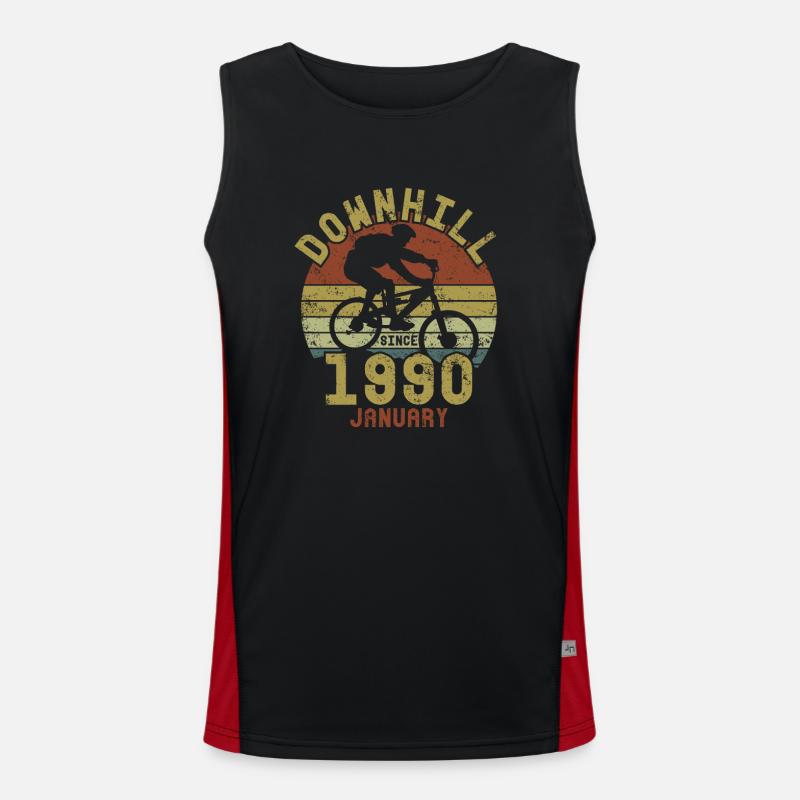 Anniversaire Vélo de descente Janvier 1990 Débardeur respirant contrasté Homme 