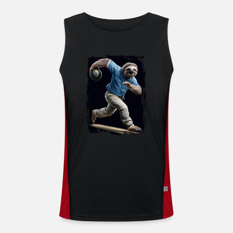 Faultier spielt Bowling Geschenk Funktionelles Kontrast-Tank Top für Männer 