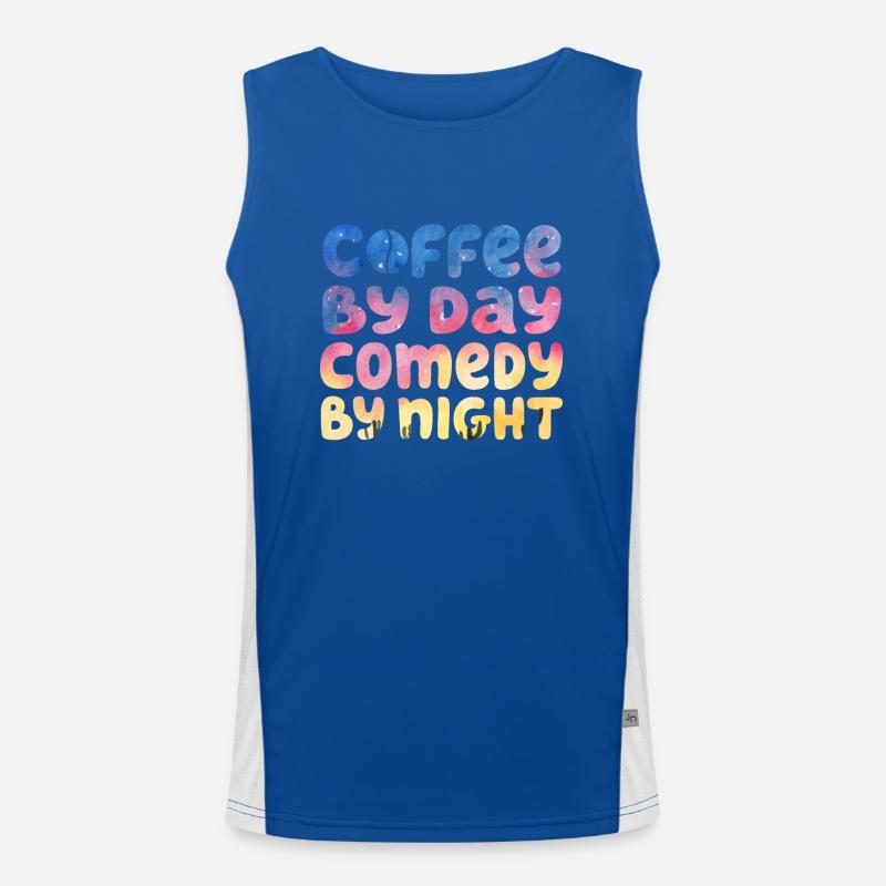 Coffee By Day Comedy By Night Comedian Men's Functional Contrast Tank Top 