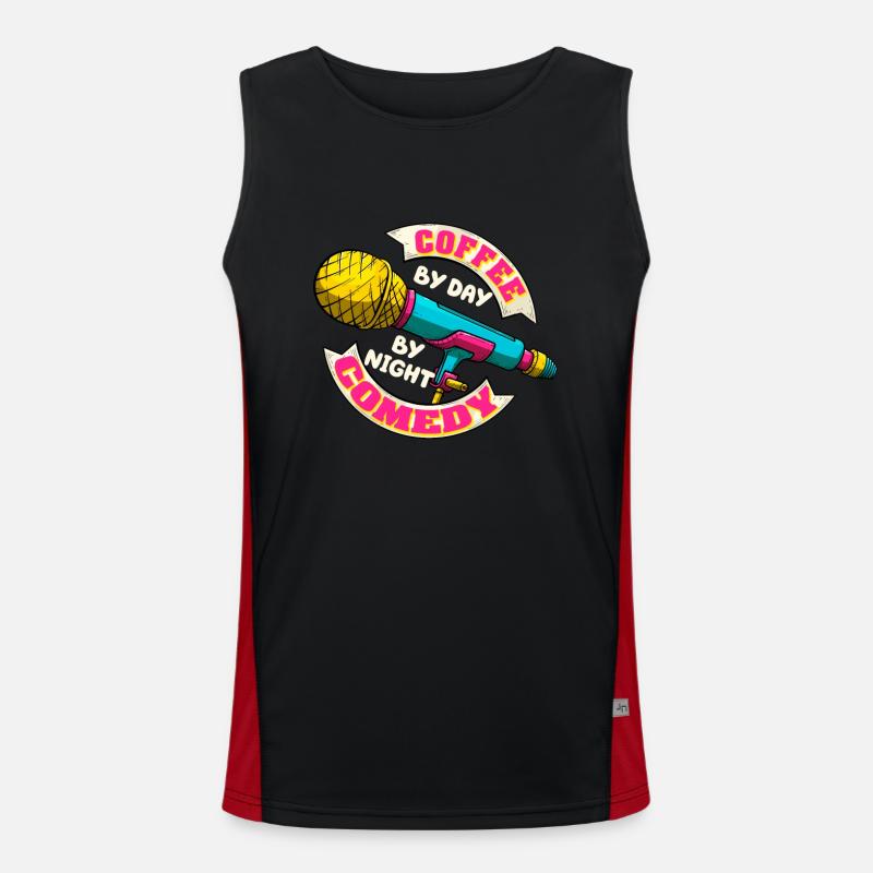 Coffee By Day Comedy By Night Comedian Men's Functional Contrast Tank Top 
