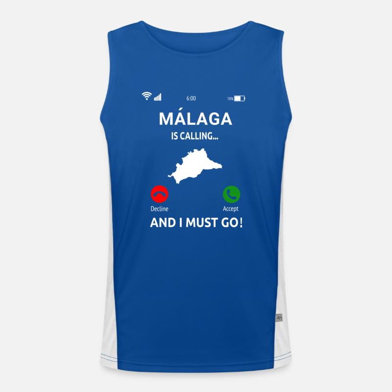 Malaga Is Calling Urlaub Spanien Idee Funktionelles Kontrast-Tank Top für Männer 