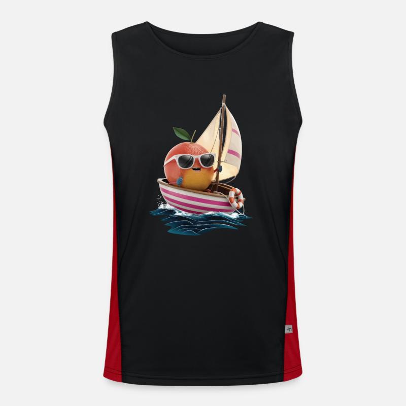 Obst Grapefruit Bootfahren Geschenk Funktionelles Kontrast-Tank Top für Männer 