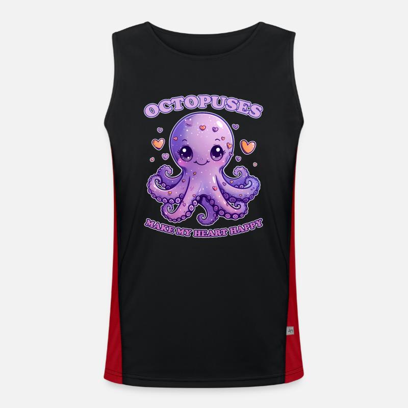 Funny Octopus Cephalopod Squid Gift - Men's Functional Contrast Tank Top  - black/red