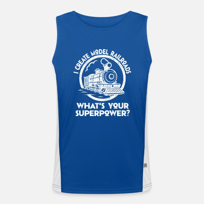 Ich erschaffe Modelleisenbahn-Superkraft Funktionelles Kontrast-Tank Top für Männer 