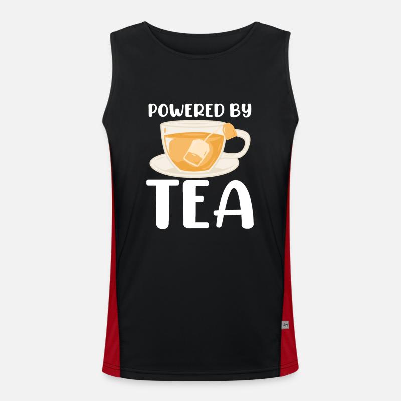 Powered By Tea Tea Lover Cup Of Tea Tea Drinker Men's Functional Contrast Tank Top 