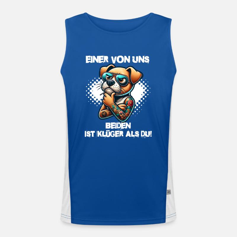 Lustiger Einer von uns beiden ist klüger als du Funktionelles Kontrast-Tank Top für Männer 