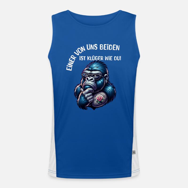 Lustiger Einer von uns beiden ist klüger als du Funktionelles Kontrast-Tank Top für Männer 