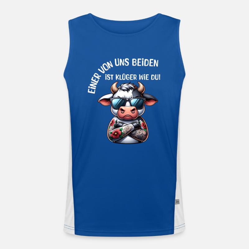 Lustiger Einer von uns beiden ist klüger als du Funktionelles Kontrast-Tank Top für Männer 