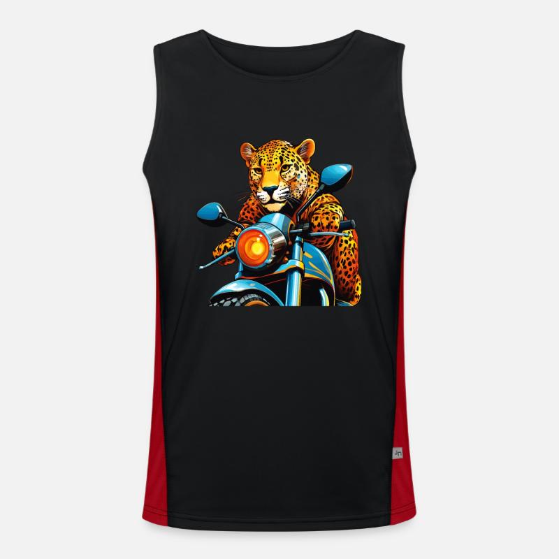 LEOPARD MOTORCYCLE - Men's Functional Contrast Tank Top  - black/red