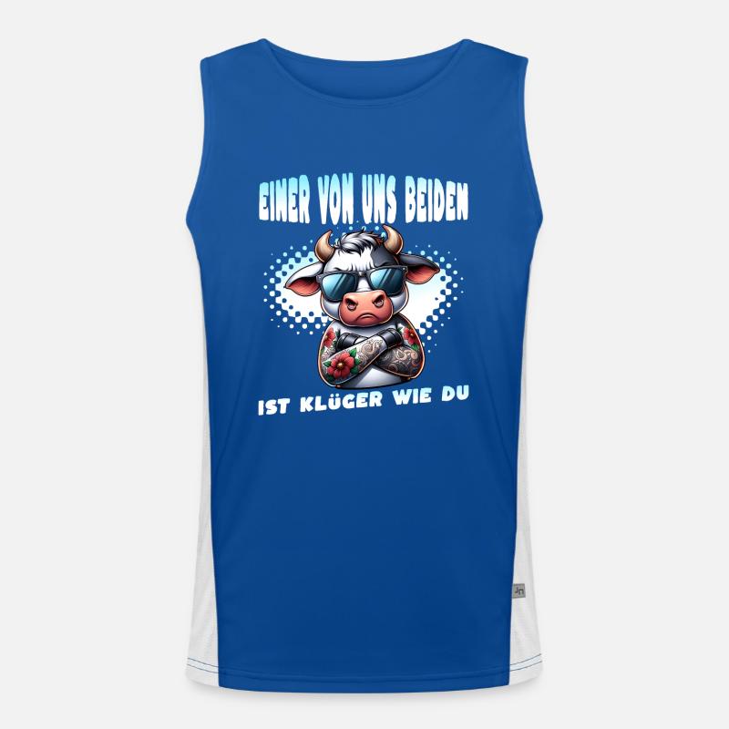 Lustiger Einer von uns beiden ist klüger als du Funktionelles Kontrast-Tank Top für Männer 