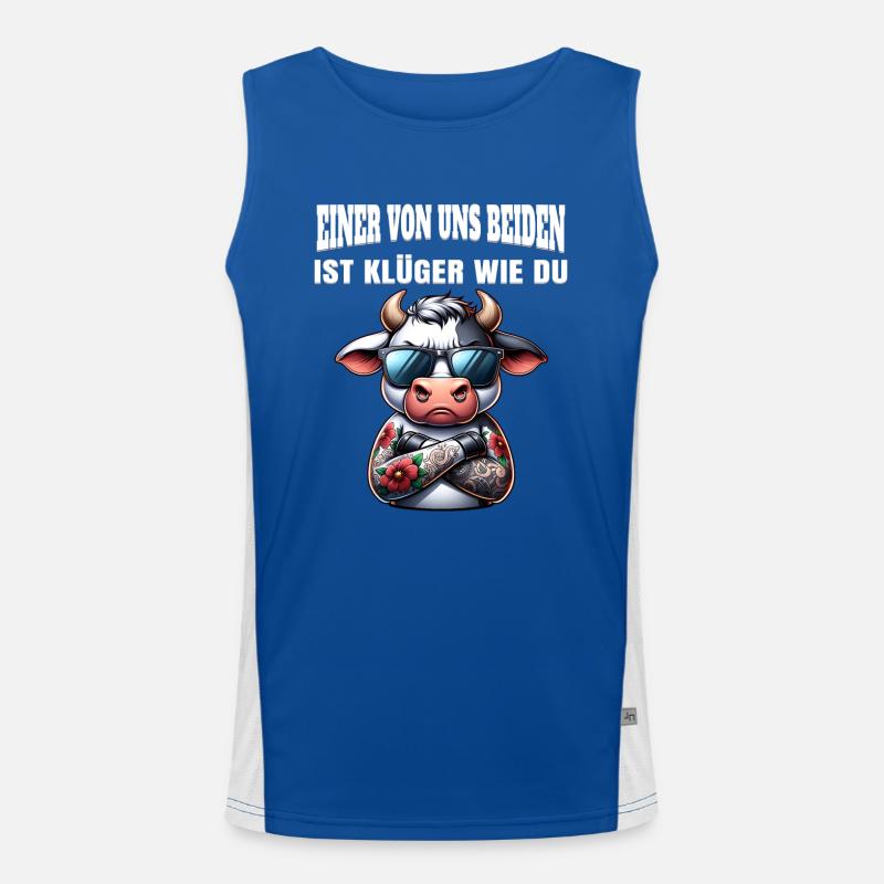 Lustiger Einer von uns beiden ist klüger als du Funktionelles Kontrast-Tank Top für Männer 