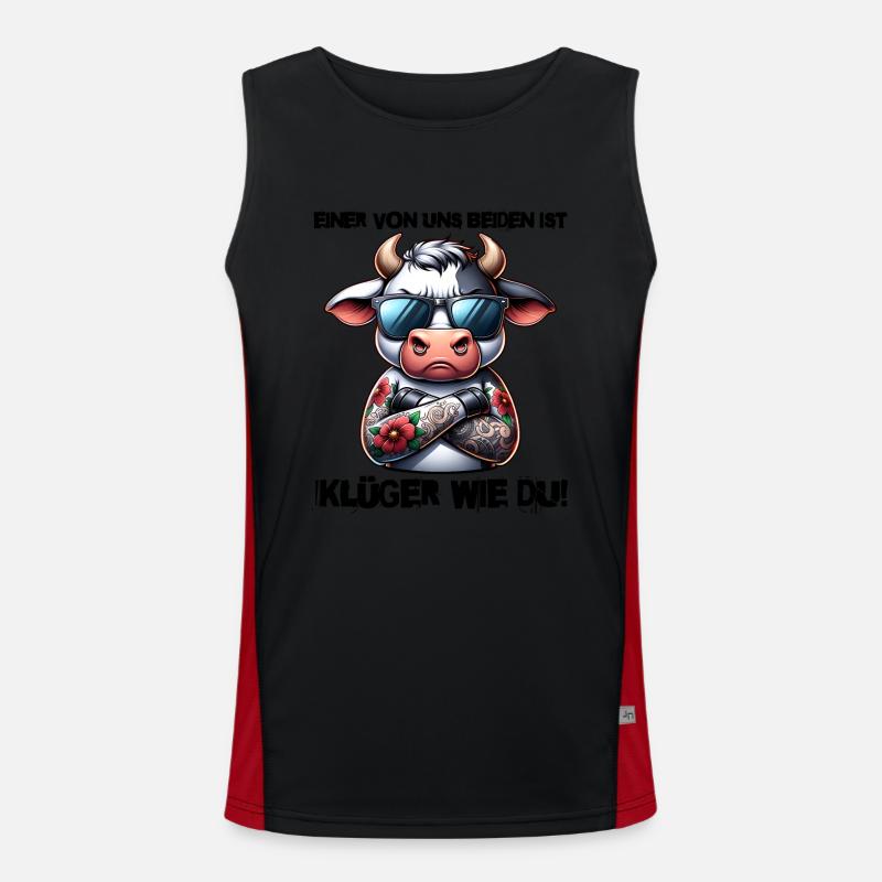 Lustiger Einer von uns beiden ist klüger als du Funktionelles Kontrast-Tank Top für Männer 