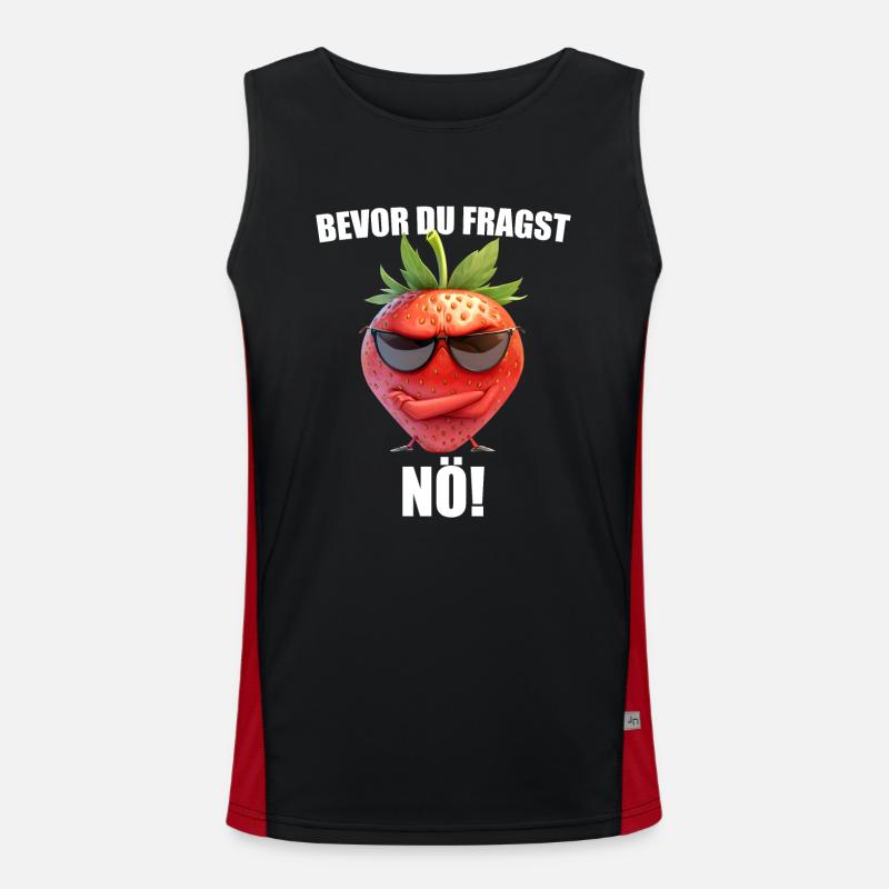 Bevor Du Fragst Nö! Grafik Erdbeere Sarkasmus Funktionelles Kontrast-Tank Top für Männer 
