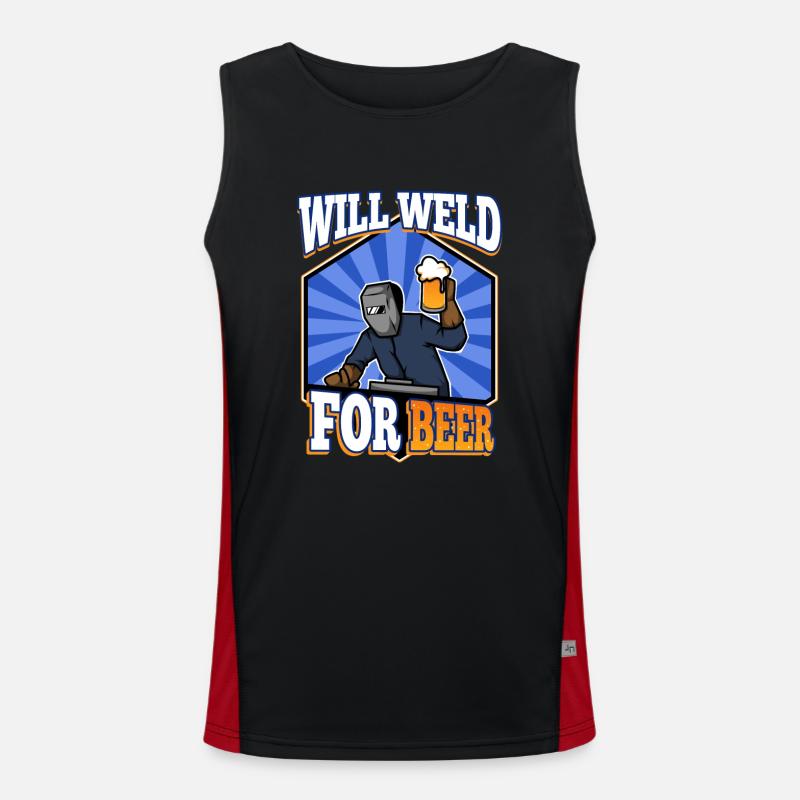 Will weld for beer Men's Functional Contrast Tank Top 
