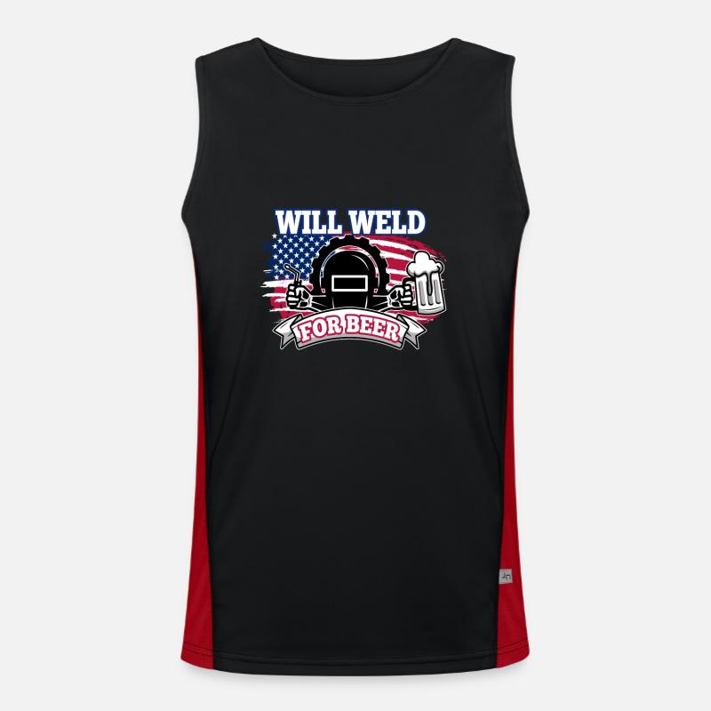 Will weld for beer Men's Functional Contrast Tank Top 