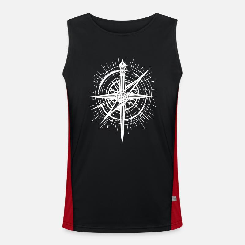 Abstract Blade Compass White - Men's Functional Contrast Tank Top  - black/red