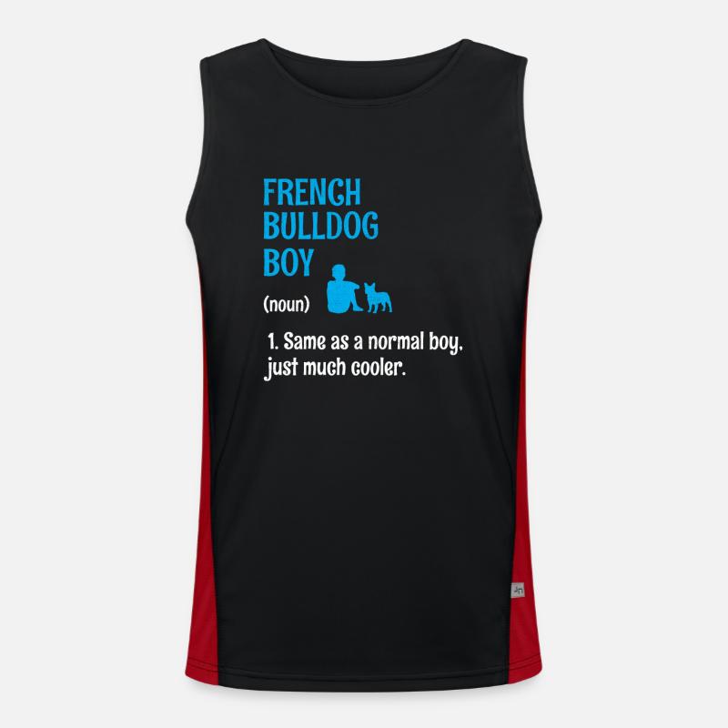 Bouledogue français garçon comme un garçon normal Juste beaucoup Débardeur respirant contrasté Homme 