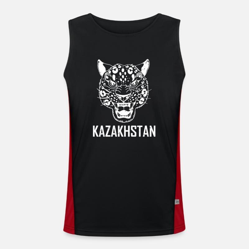 Kasachstan Kasach UdSSR Asien Schneeleopard Funktionelles Kontrast-Tank Top für Männer 