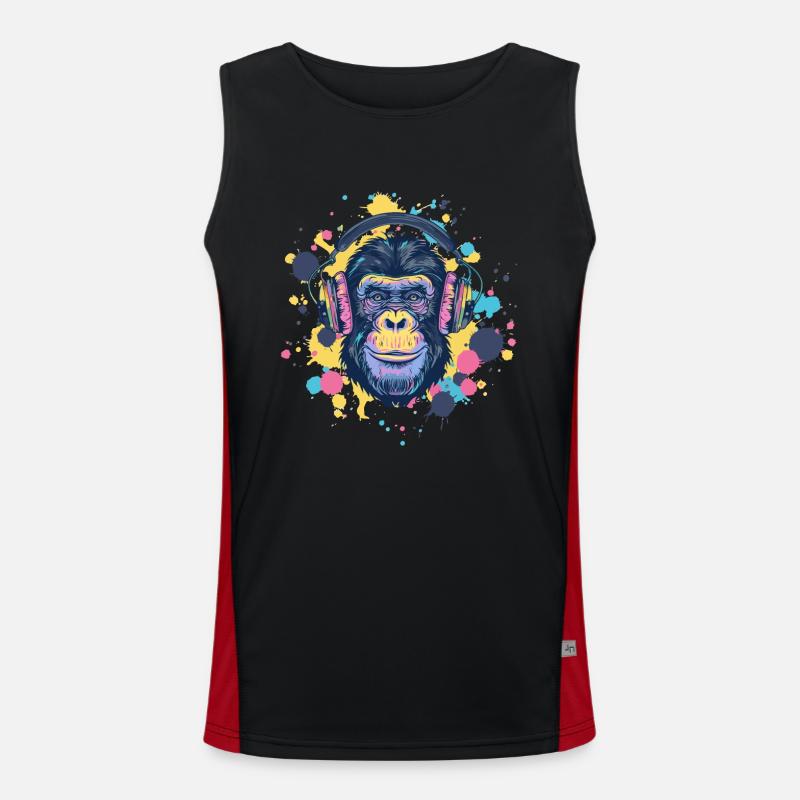 Affe Mit Kopfhörer Damen Deko Herren Geschenk Funktionelles Kontrast-Tank Top für Männer 