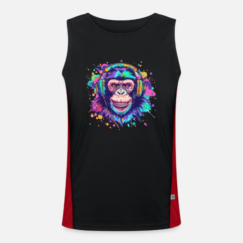 Affe Mit Kopfhörer Damen Deko Herren Geschenk Funktionelles Kontrast-Tank Top für Männer 
