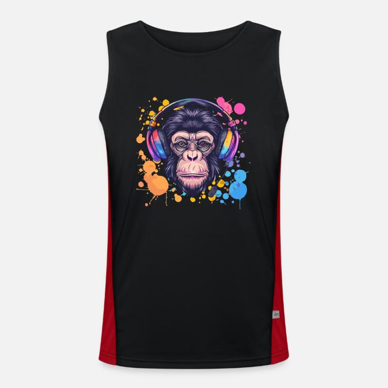 Affe Mit Kopfhörer Damen Deko Herren Geschenk Funktionelles Kontrast-Tank Top für Männer 