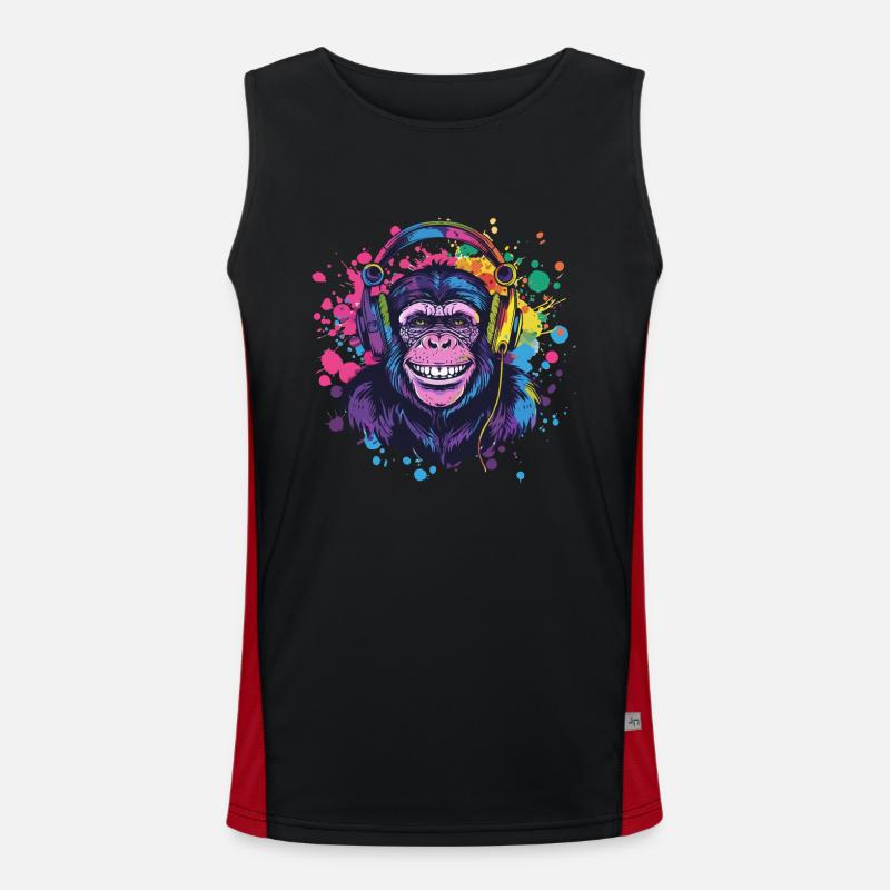Affe Mit Kopfhörer Damen Deko Herren Geschenk Funktionelles Kontrast-Tank Top für Männer 