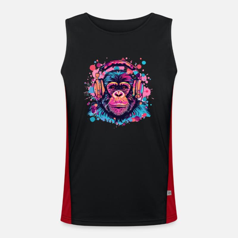 Affe Mit Kopfhörer Damen Deko Herren Geschenk Funktionelles Kontrast-Tank Top für Männer 