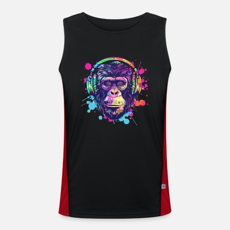 Affe Mit Kopfhörer Damen Deko Herren Geschenk Funktionelles Kontrast-Tank Top für Männer 