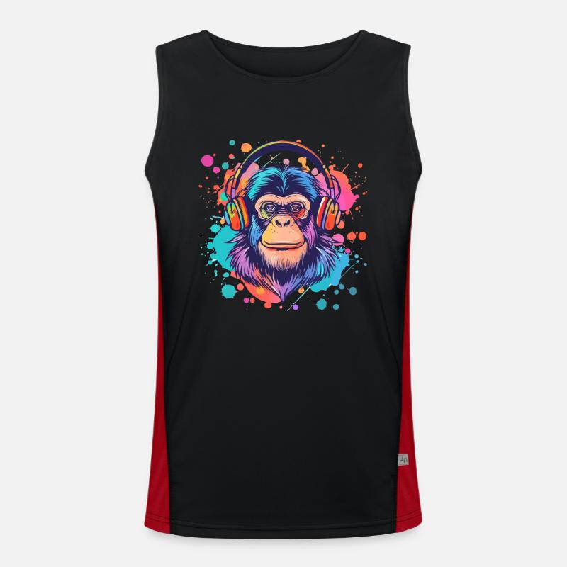 Affe Mit Kopfhörer Damen Deko Herren Geschenk Funktionelles Kontrast-Tank Top für Männer 