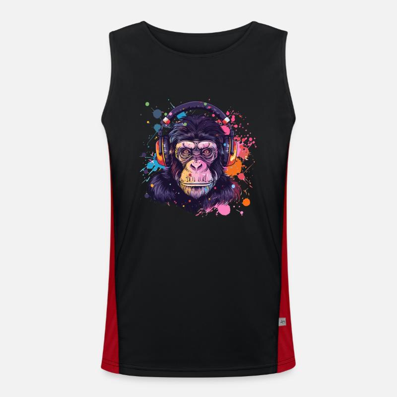 Affe Mit Kopfhörer Damen Deko Herren Geschenk Funktionelles Kontrast-Tank Top für Männer 
