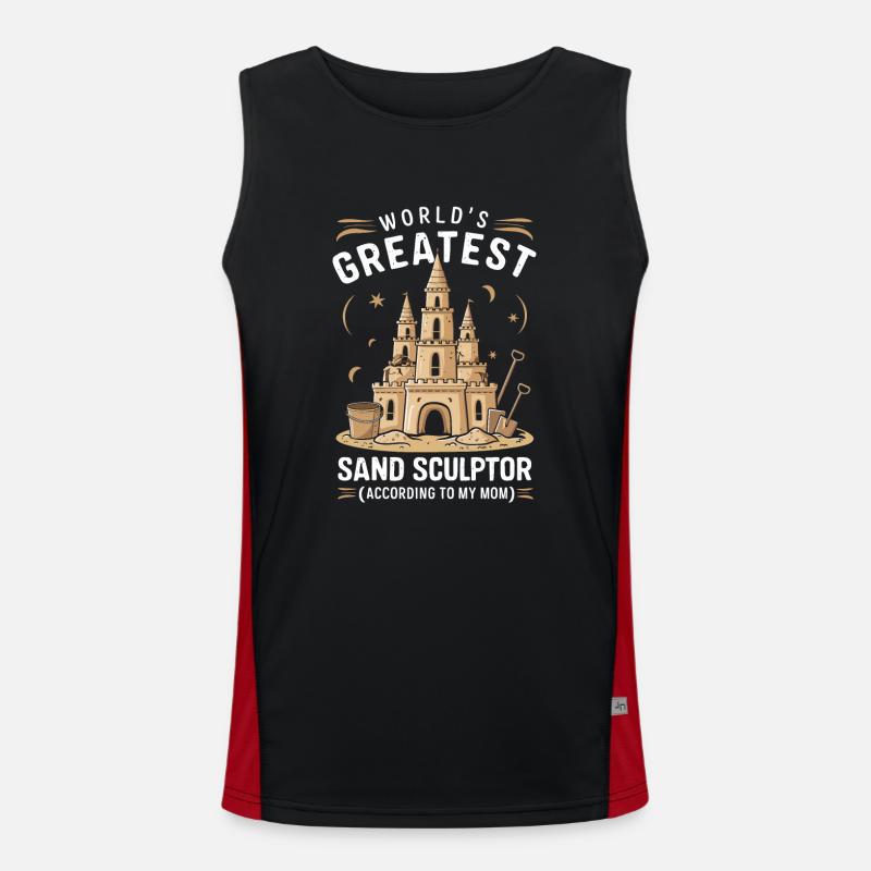 Creative Sandcastles Art on the Beach | Sculptures Men's Functional Contrast Tank Top 