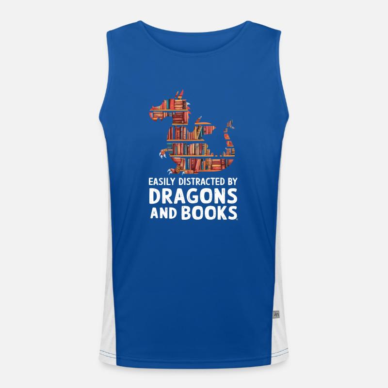Fantasy Book Lover Dragon avec étagères Débardeur respirant contrasté Homme 