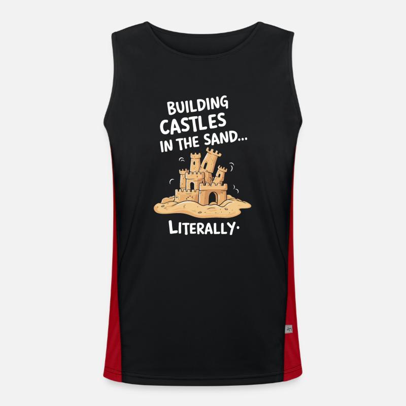 Creative Sandcastles Art on the Beach | Sculptures Men's Functional Contrast Tank Top 