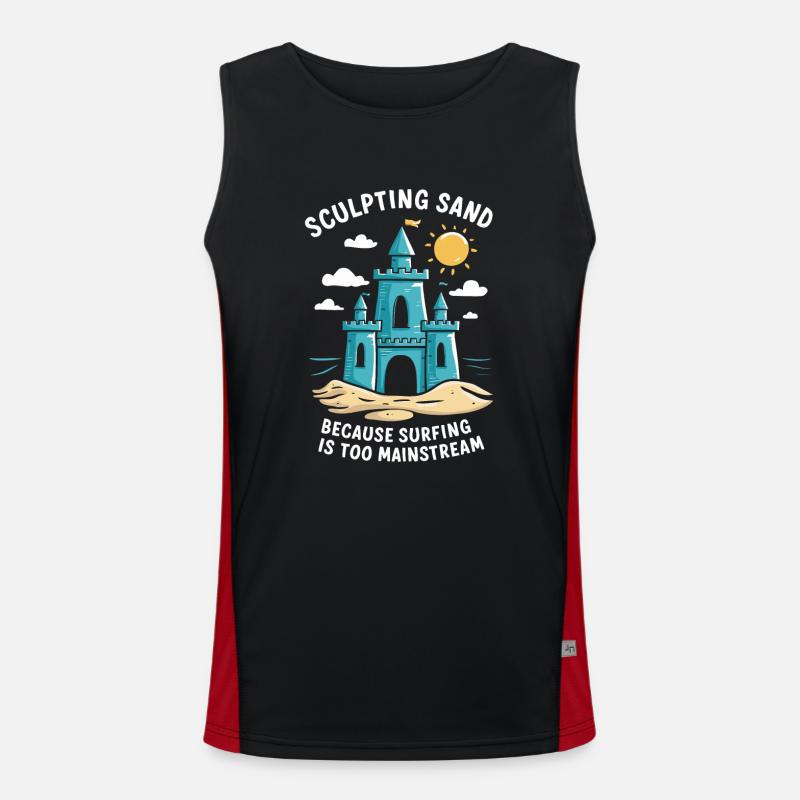 Creative Sandcastles Art on the Beach | Sculptures Men's Functional Contrast Tank Top 