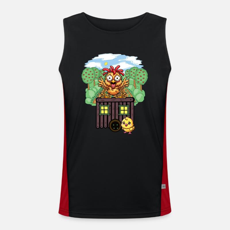 Chickens Chicken Construction Trailer Garden Chicken Coop Men's Functional Contrast Tank Top 